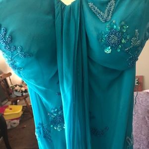 Medium green special occasion  dress with beading